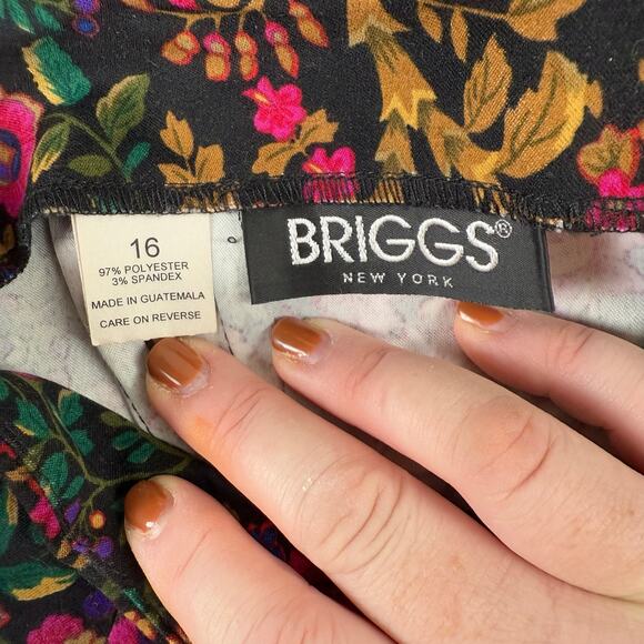 Vintage Briggs New York Women Floral Skirt Sz 16 Midi Boho Office Work Clothes - Picture 4 of 5